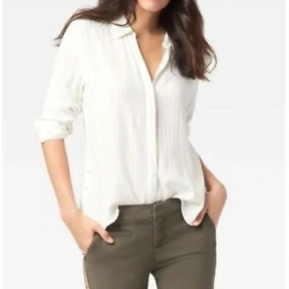 ECRU MARA SHIRT W/ SIDE BUTTON DETAILING IN IVORY - NWT! - Picture 8 of 8